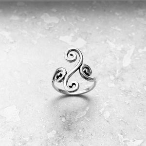 Sterling Silver Multiple Swirl Ring, Boho Ring